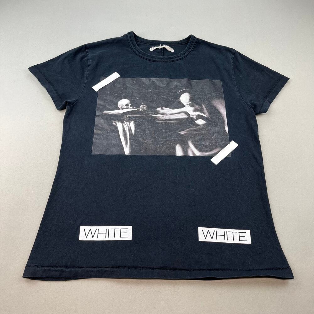 Off White T-Shirt Adult XS Black Caravaggio Virgil Abloh Painting Diagonal 2014